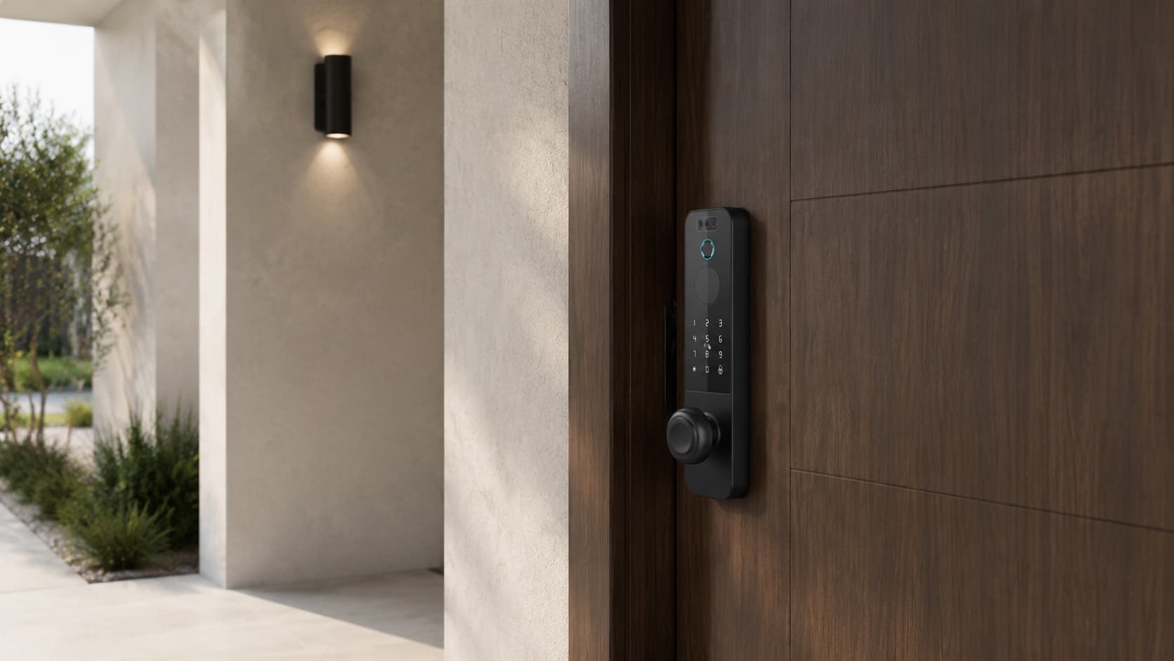 Pêne dormant connecté D01 shown in a door application